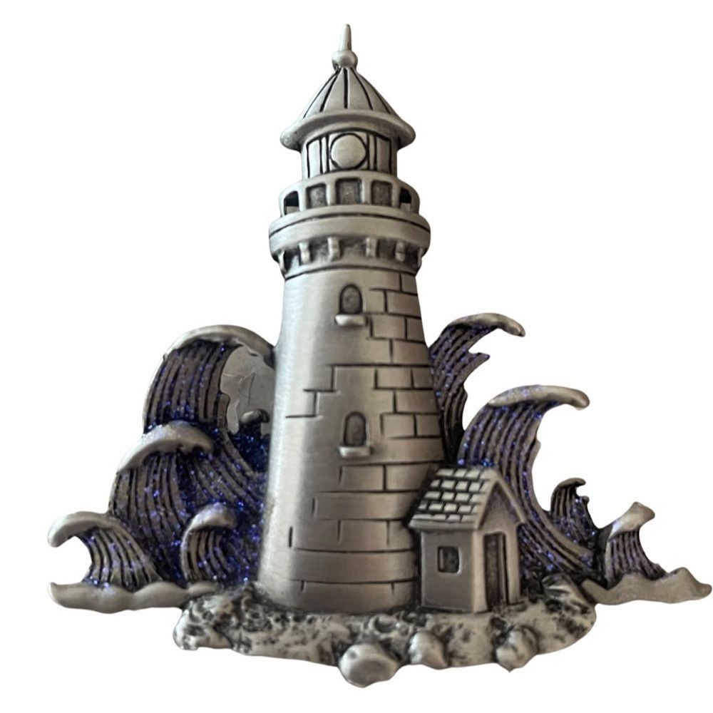 Vintage 80s JJ Jonette Lighthouse & Waves Pin